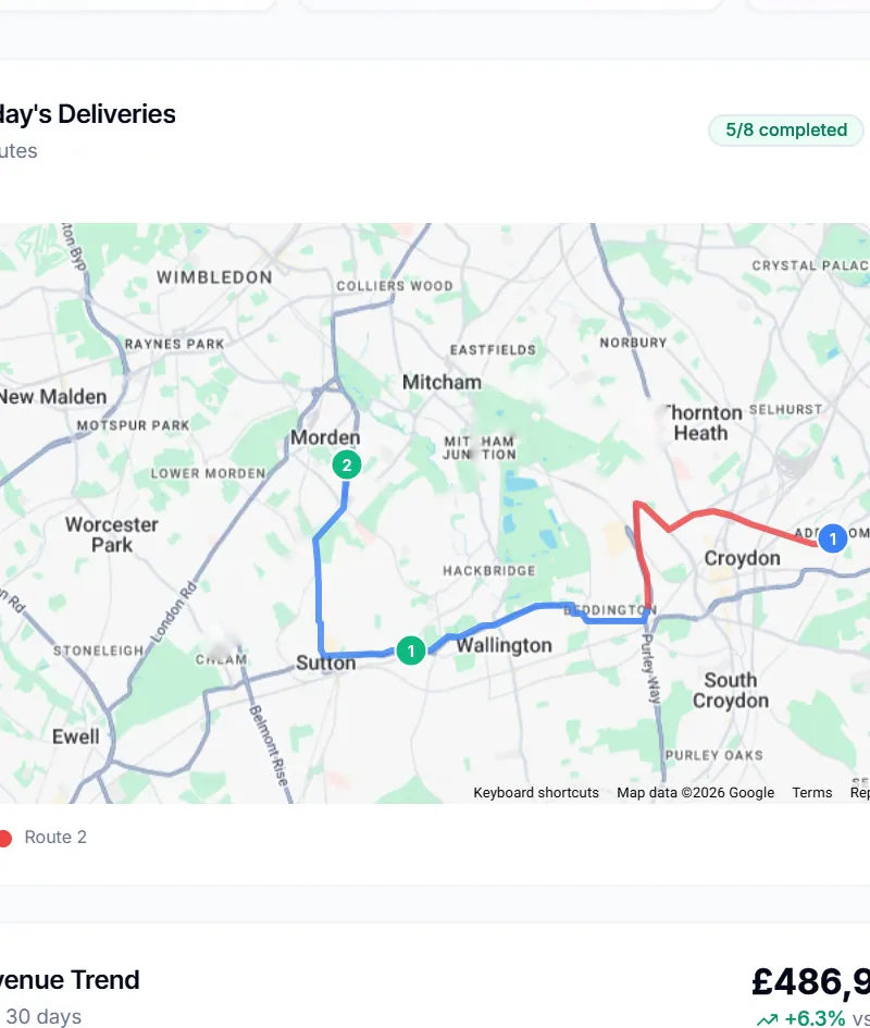 Close-up: Live delivery routes